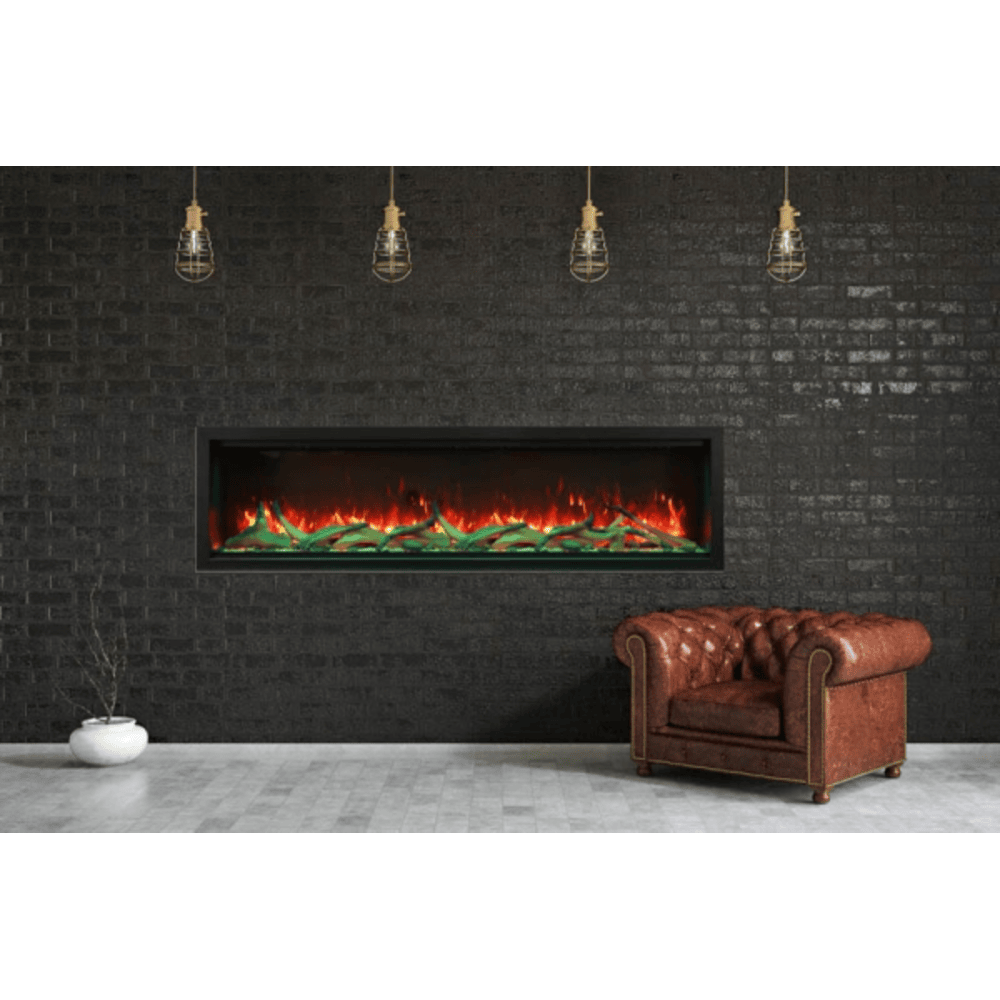 Amantii 100 Inch Symmetry Extra Tall Indoor/Outdoor Smart Electric Fireplace Attached