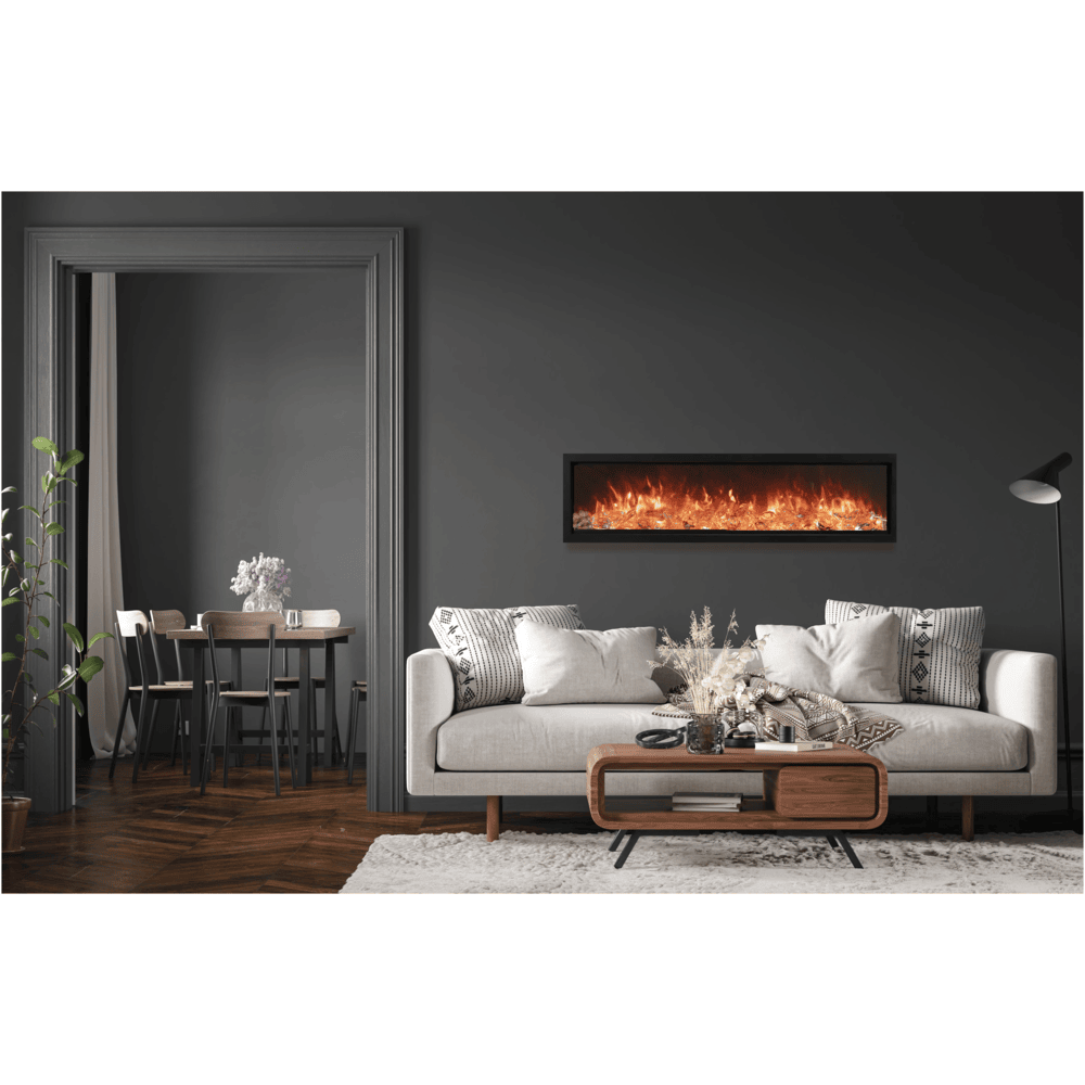 Amantii 34 Inch Symmetry Bespoke Indoor/Outdoor Built-In Electric Fireplace Attached