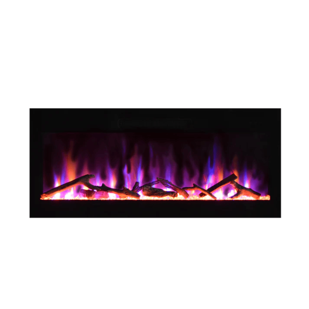 Amantii 36 Inch Evolution WiFi Enabled Wall Mounted Electric Fireplace Purple Orange Flame