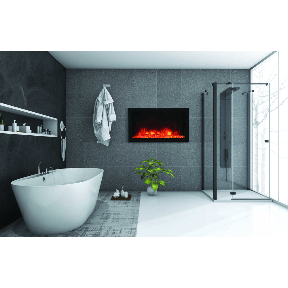 Amantii 40 Inch Panorama Deep Extra Tall Full View Indoor/Outdoor Smart Electric Fireplace Attached