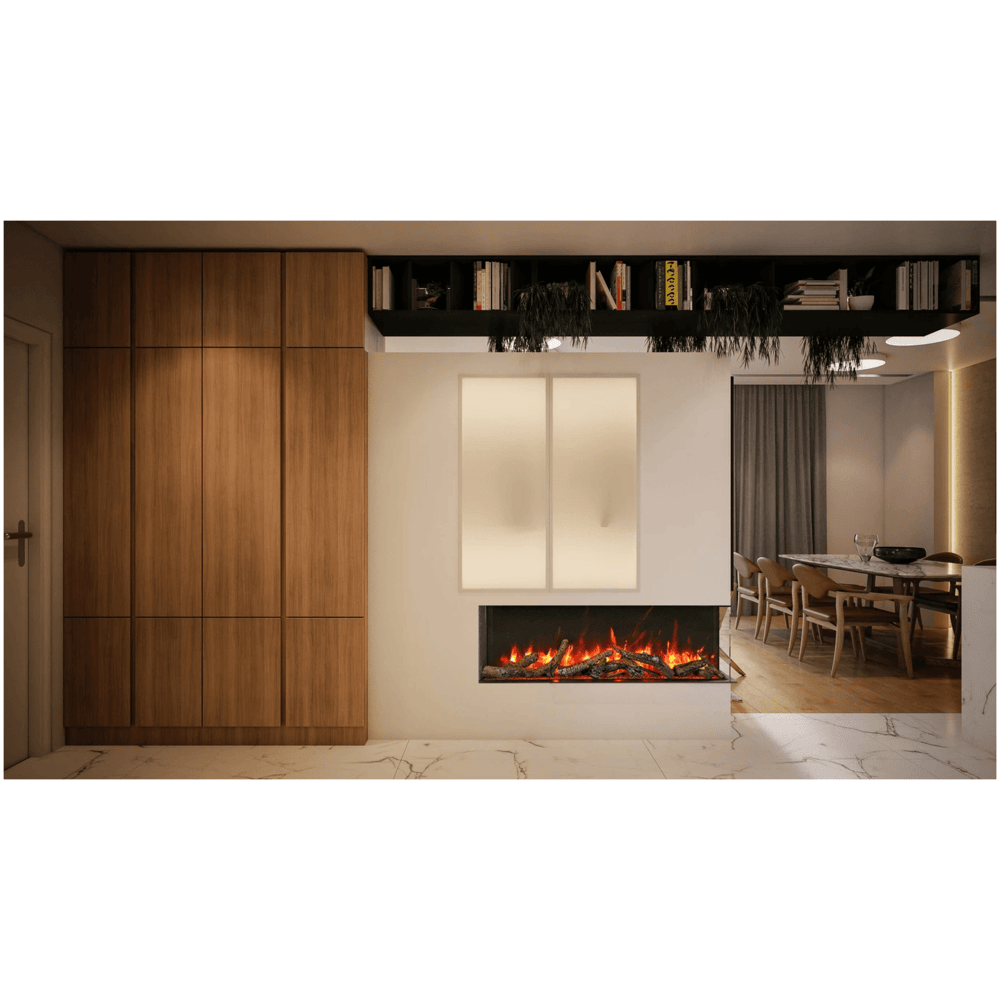 Amantii 40 Inch TruView Slim Indoor/Outdoor 3 Sided Electric Fireplace Attached
