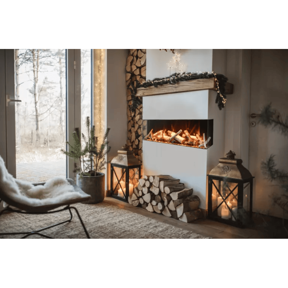 Amantii 55 Inch TruView Indoor/Outdoor Bespoke Electric Fireplace Attached
