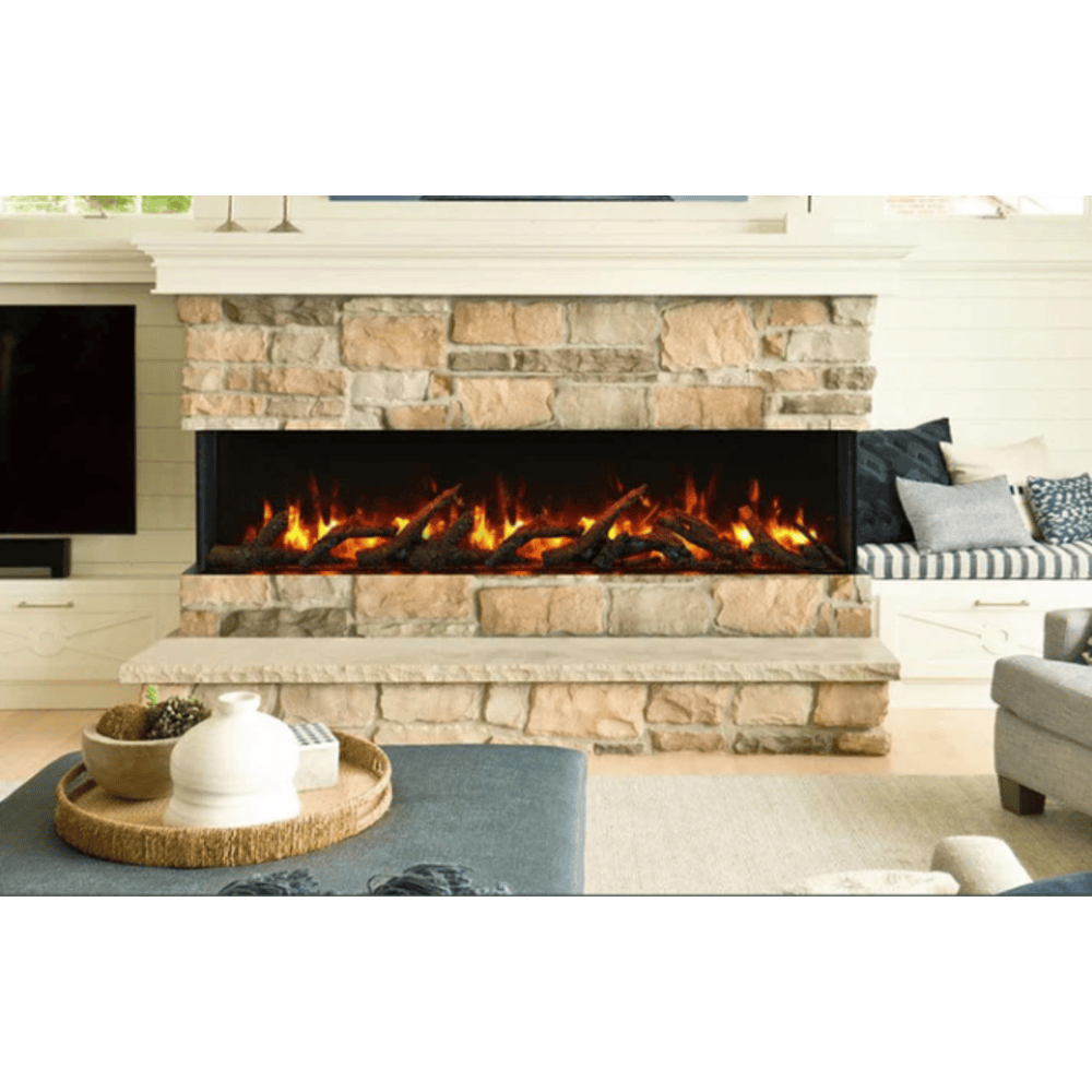 Amantii 72 Inch TruView Slim Indoor/Outdoor 3 Sided Electric Fireplace Atatched Indoor