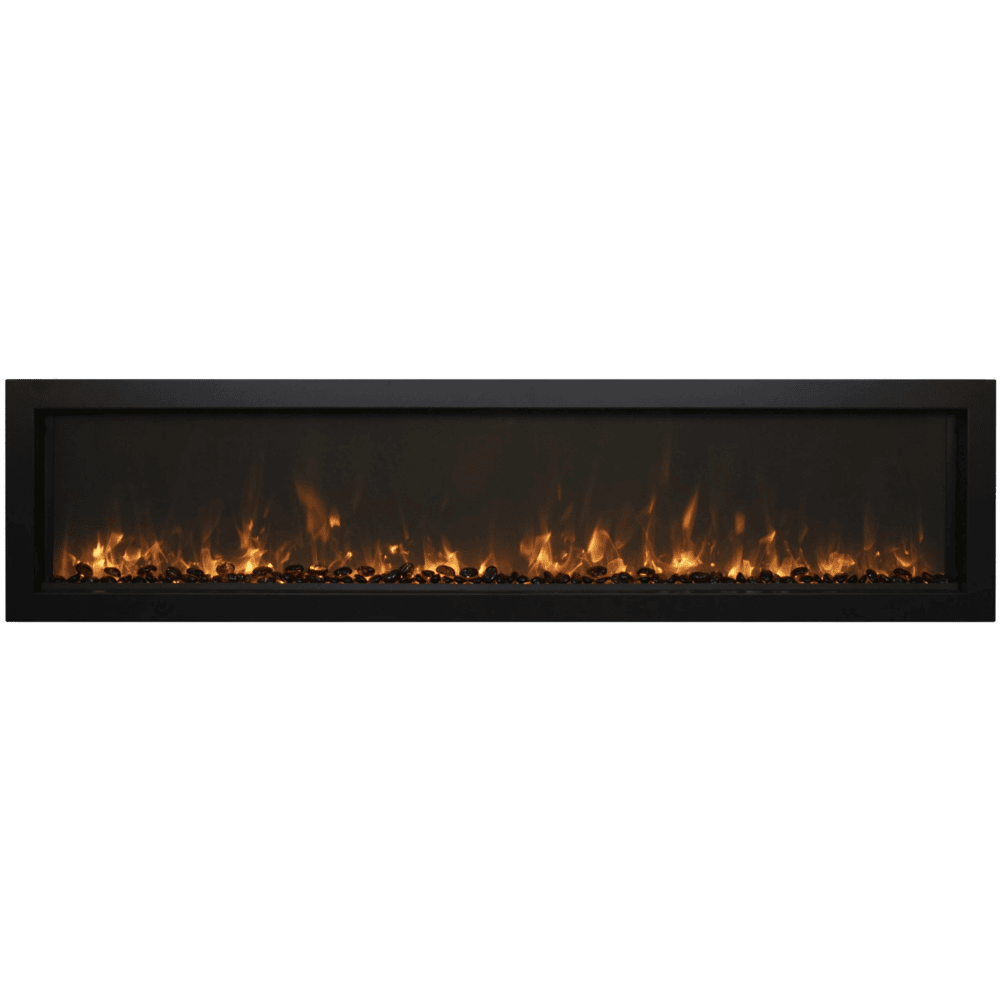 Amantii 88 Inch Panorama Slim Full View Indoor/Outdoor Smart Electric Fireplace Front View