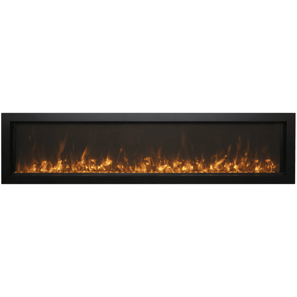 Amantii 88 Inch Panorama Slim Full View Indoor/Outdoor Smart Electric Fireplace w/ Trim