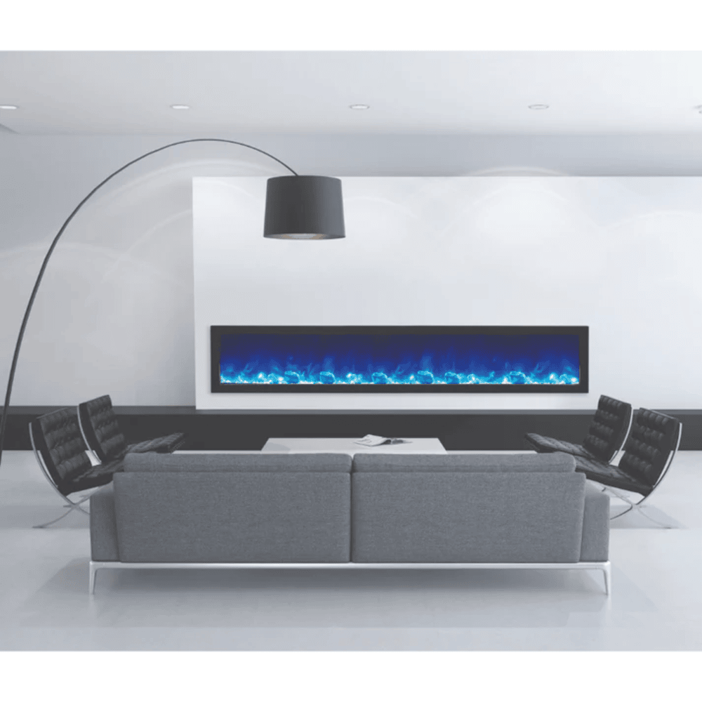 Amantii 88 Inch Panorama Slim Full View Indoor/Outdoor Smart Electric Fireplace Attached