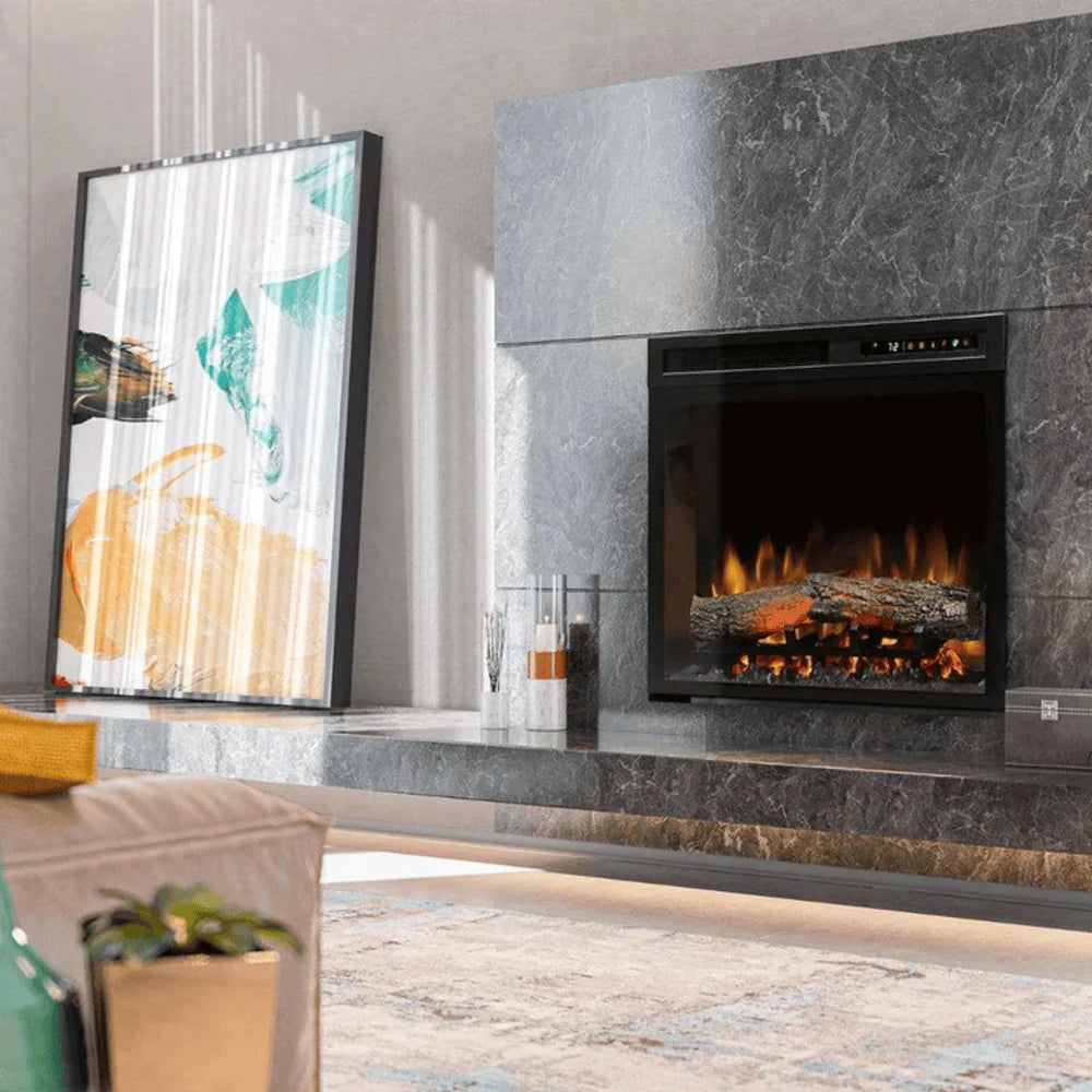 Dimplex 23 Inch Nova Plug-In Electric Fireplace Firebox with Log Set Front View