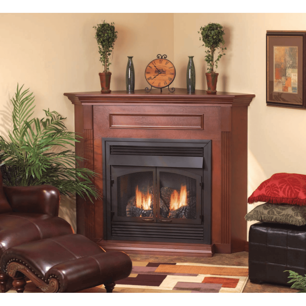 Empire Corner Cabinet Mantel with Base Attached
