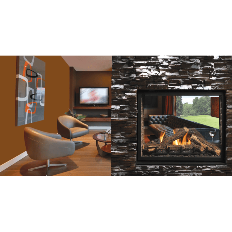 Kingsman MCVST42 34 Inch Clean View See-Through Direct Vent Gas Fireplace in Millivolt Ignition Attached