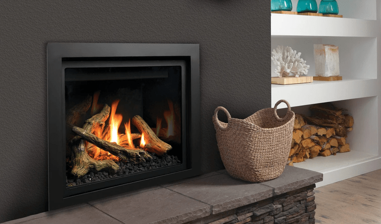 Kingsman ZCV34 34 Inch Clean View Zero Clearance Direct Vent Gas Fireplace in IPI Ignition Attached