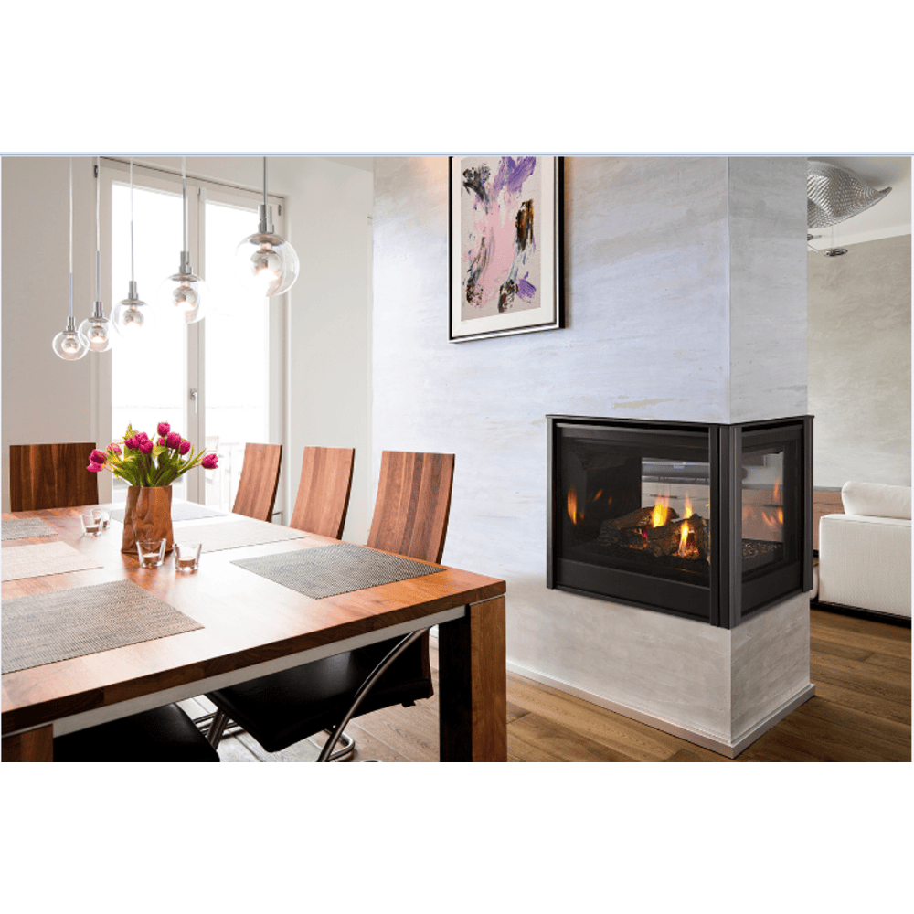 Majestic Pier 36 Inch Peninsula Multi-Sided Top/Rear Direct Vent Natural Gas Fireplace with IntelliFire Touch Ignition System Attached