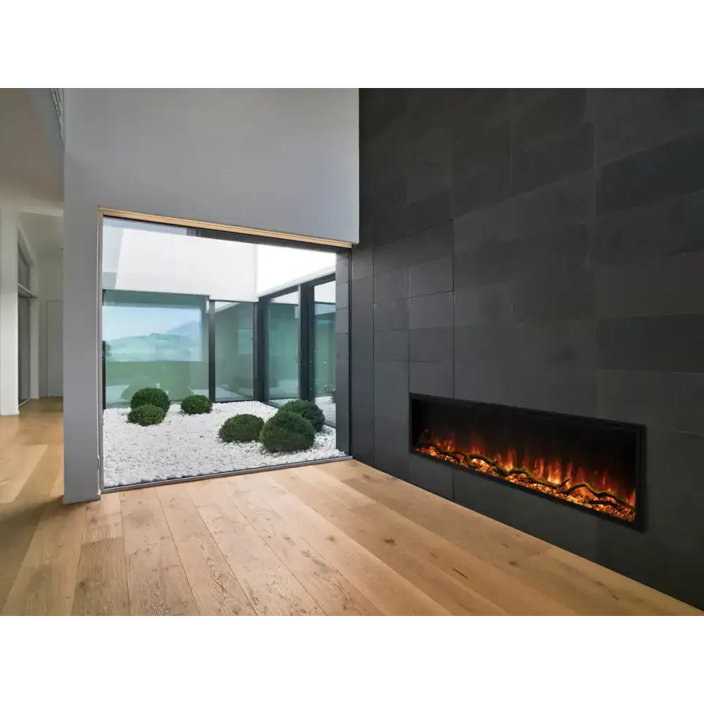 Modern Flames 68 Inch Landscape Pro Slim Built In Electric Fireplace Attached