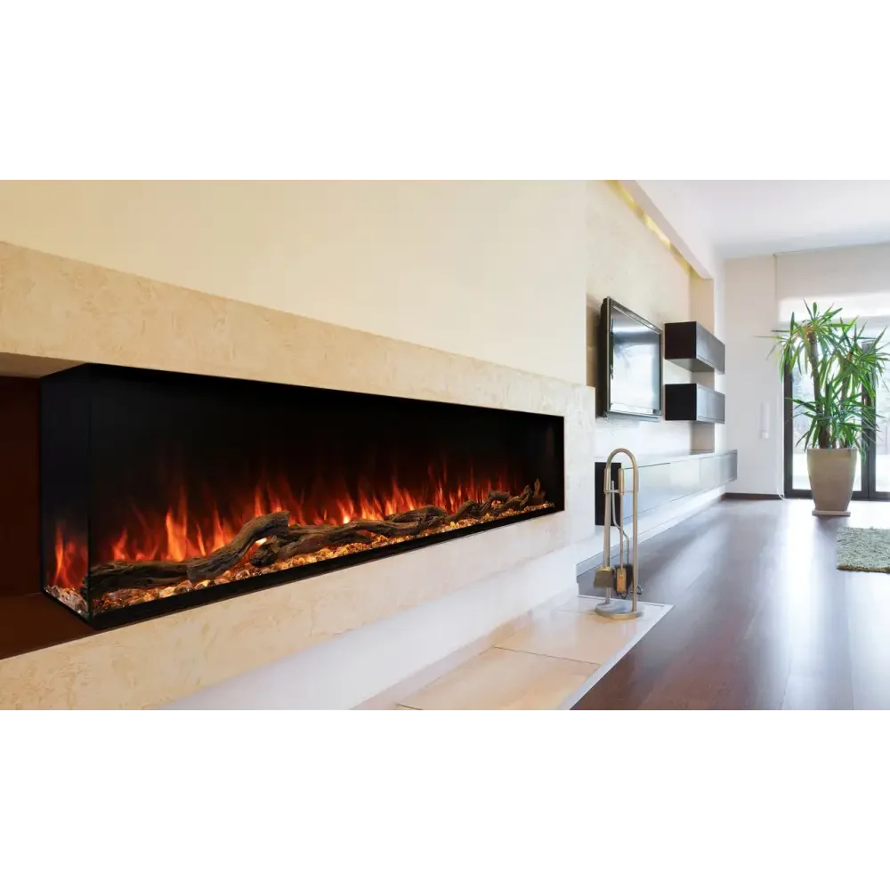 Modern Flames 96 Inch Landscape Pro Multi-Sided Built In Electric Fireplace Attached