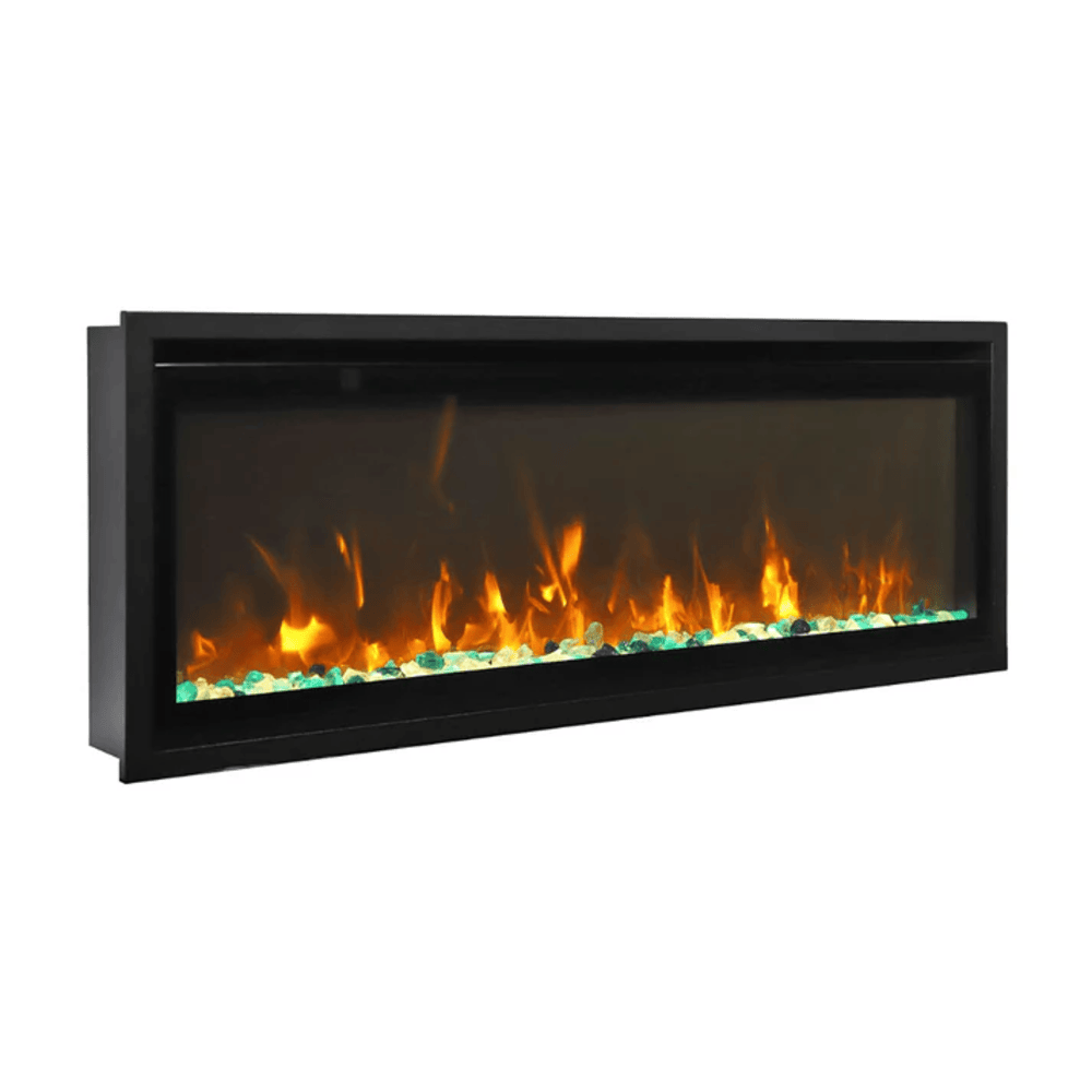 Remii 45 Inch Extra Slim Indoor Electric Fireplace with Black Steel Surround Side View