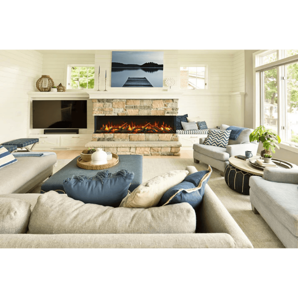 Remii 60 Inch BAY-SLIM Series 3 Sided Electric Fireplace Attached