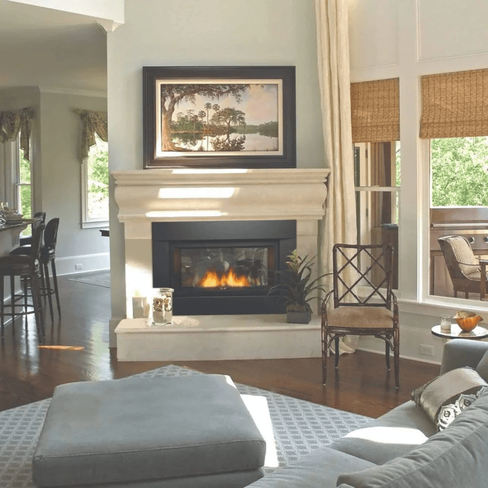 Sierra 36 Inch Palisade Deluxe See-Through Direct Vent Linear Fireplace Attached