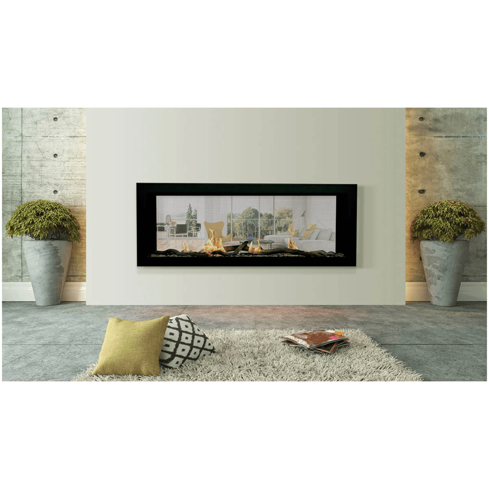 Sierra Flame 48 Inch Emerson See-Through Slim Linear Gas Fireplace Attached