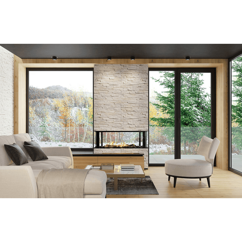 Sierra Flame 48 Inch Lyon 4 Sided See-Through Natural Gas Fireplace Attached