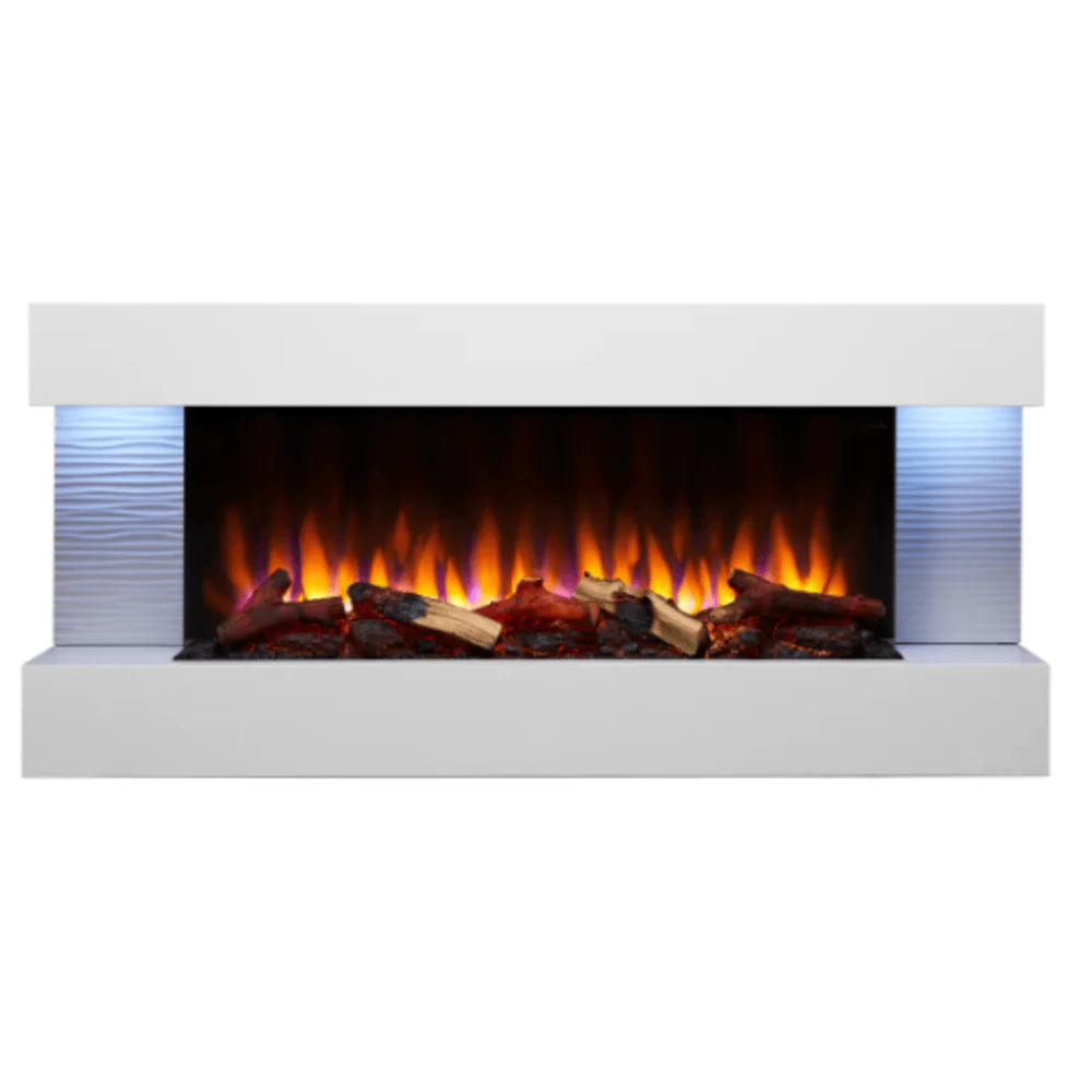 SimpliFire 36 Inch Format Floating Mantel Electric Wall-Mounted Fireplace Attached