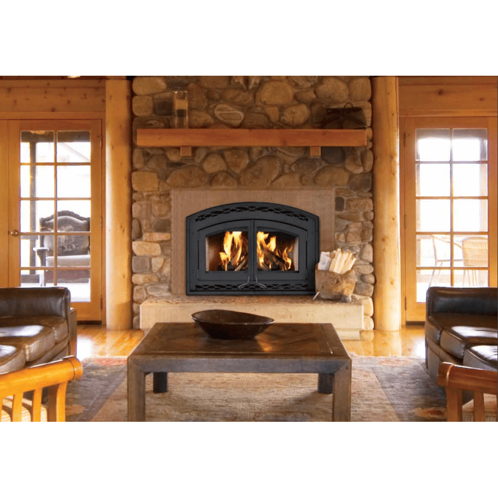 Superior WCT6940 31 Inch Traditional White Stacked Refractory Panels Wood Burning Fireplace Attached