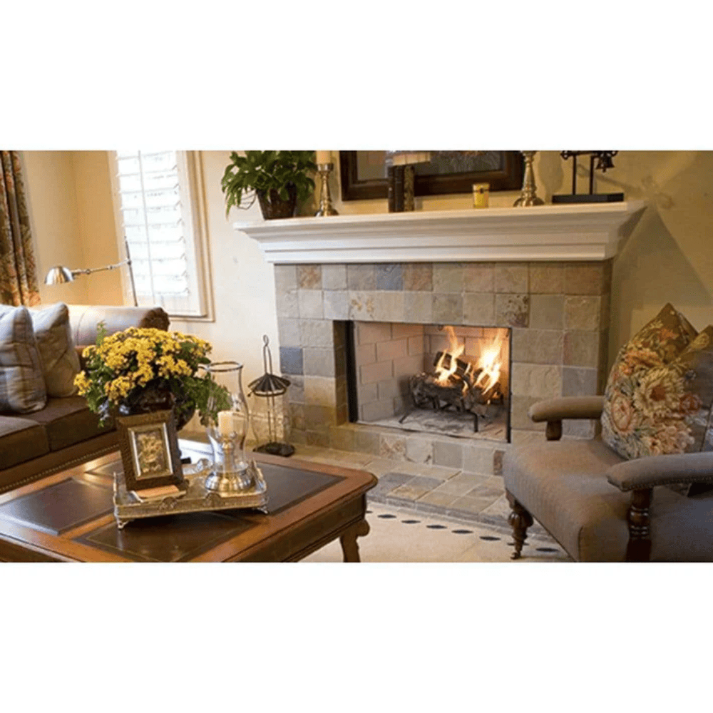 Superior WRT35000 Series Traditional Grey Herringbone Refractory Panels Wood Burning Fireplace Attached