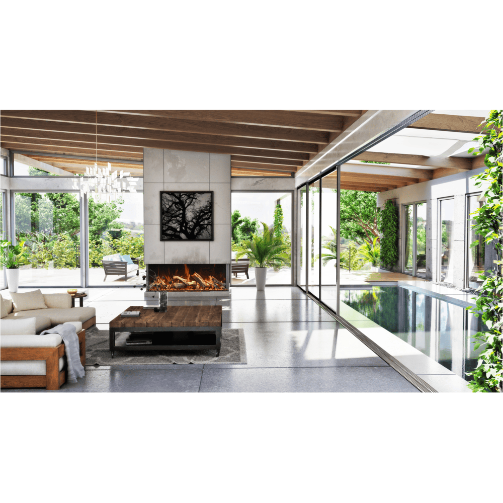 Amantii 65 Inch TruView Indoor/Outdoor Bespoke Electric Fireplace Attached