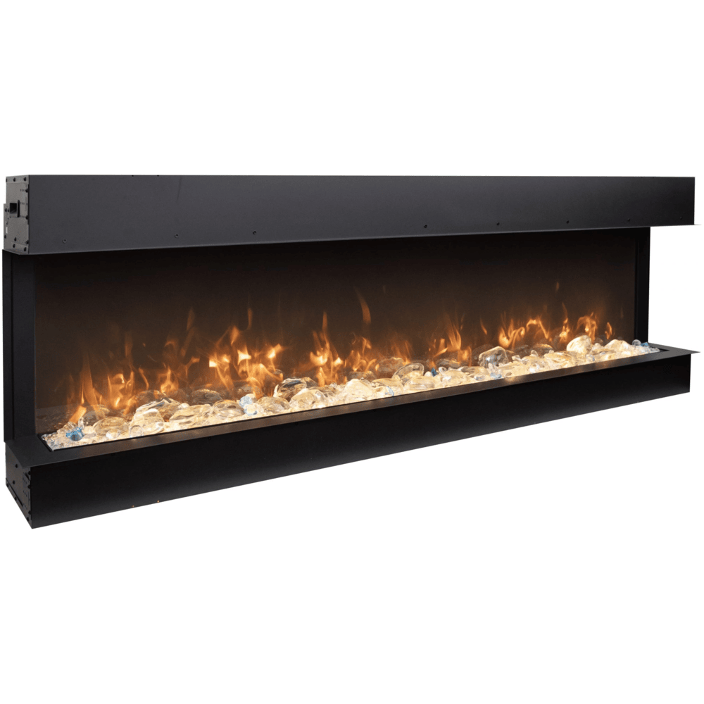 Amantii 50 Inch TruView Slim Lumina Indoor/Outdoor 3 Sided Smart Electric Fireplace Crystals