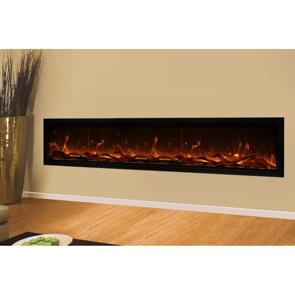Amantii 100 Inch Symmetry Bespoke Extra Tall Indoor/Outdoor Built-In Electric Fireplace Attached