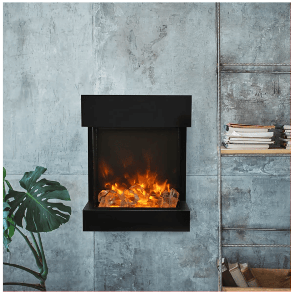 Amantii 20 Inch Cube 3 Sided 2025WM Freestand Electric Fireplace Side