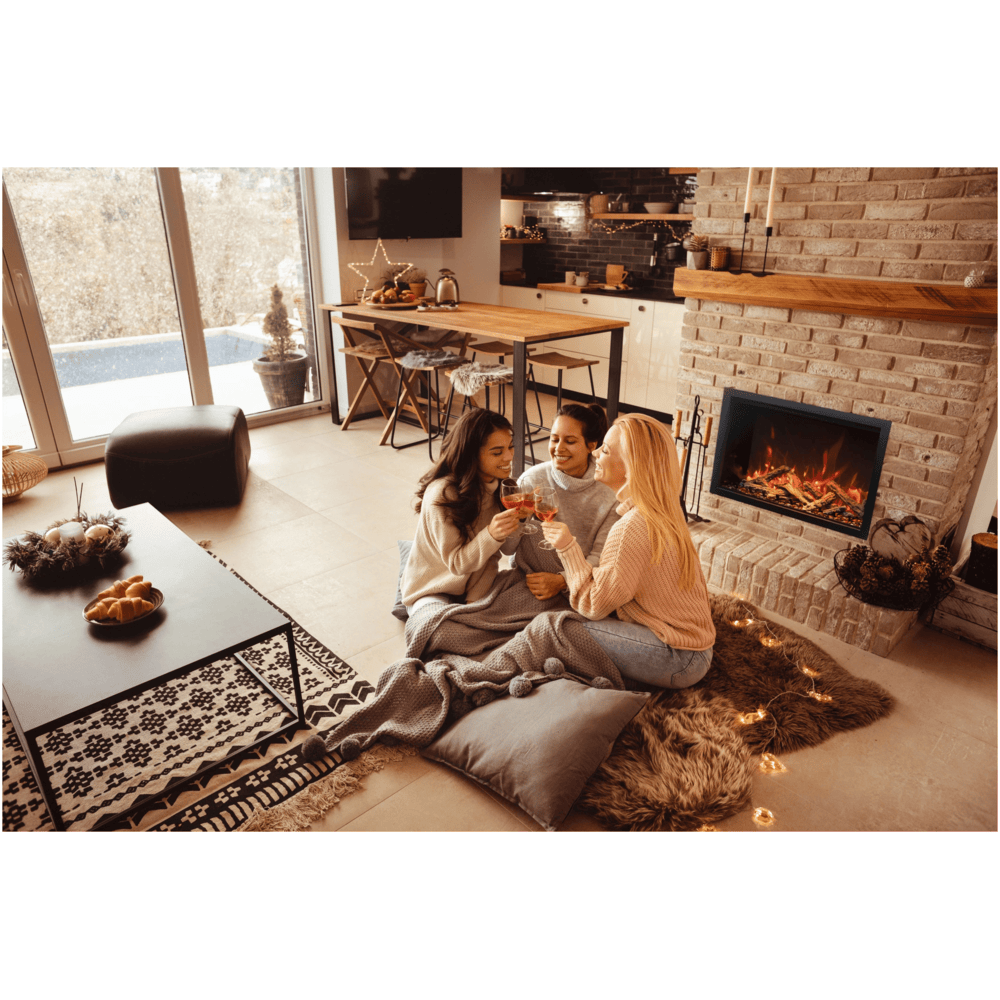 Amantii 30 Inch Traditional Bespoke Indoor/Outdoor Smart Electric Fireplace w/ Friends