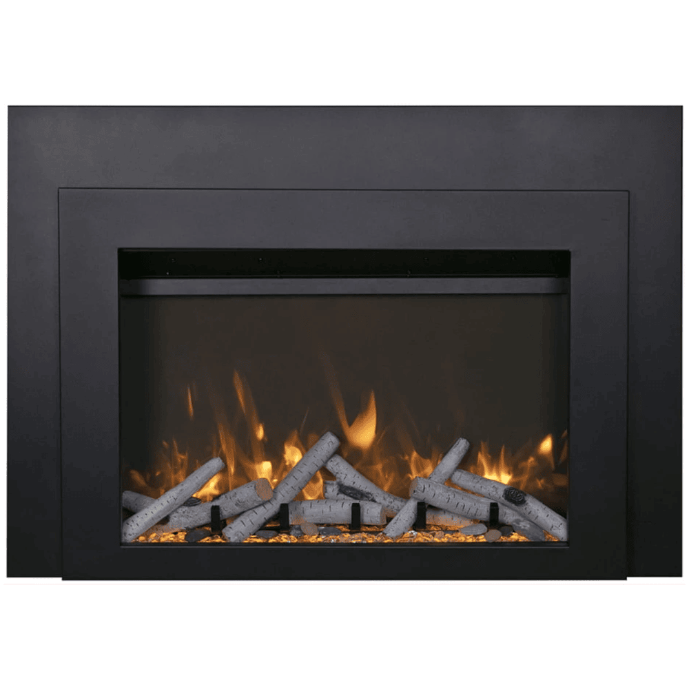 Amantii 30 Inch INS-FM Insert Electric Fireplace Front View w/ log set