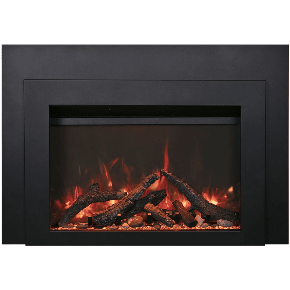 Amantii 30 Inch INS-FM Insert Electric Fireplace Front View w/ log set