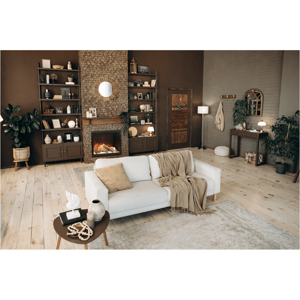 Amantii 33 Inch Traditional Lumina Indoor/Outdoor Smart Electric Fireplace Attached