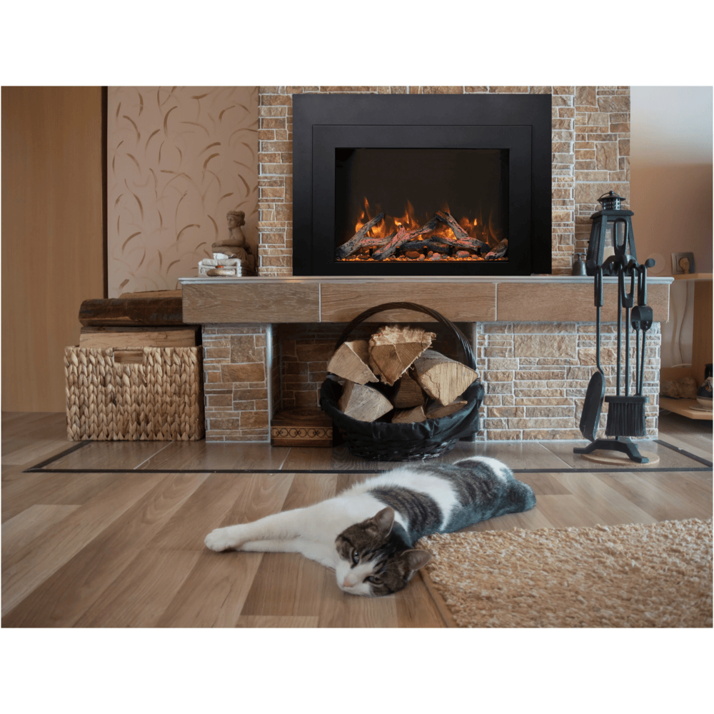Amantii 38 Inch Traditional Bespoke Indoor/Outdoor Electric Insert Fireplace Purple/Red Flame