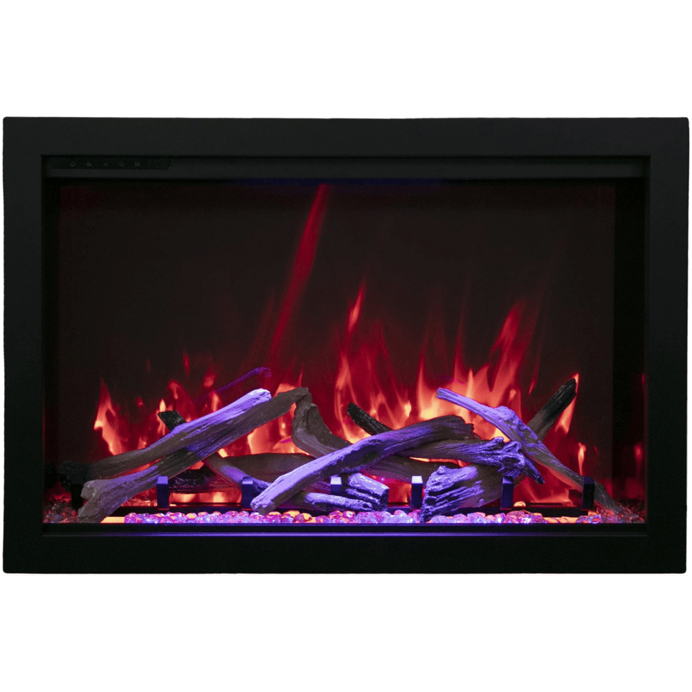 Amantii 38 Inch Traditional Bespoke Indoor/Outdoor Electric Insert Fireplace Purple/Red Flame