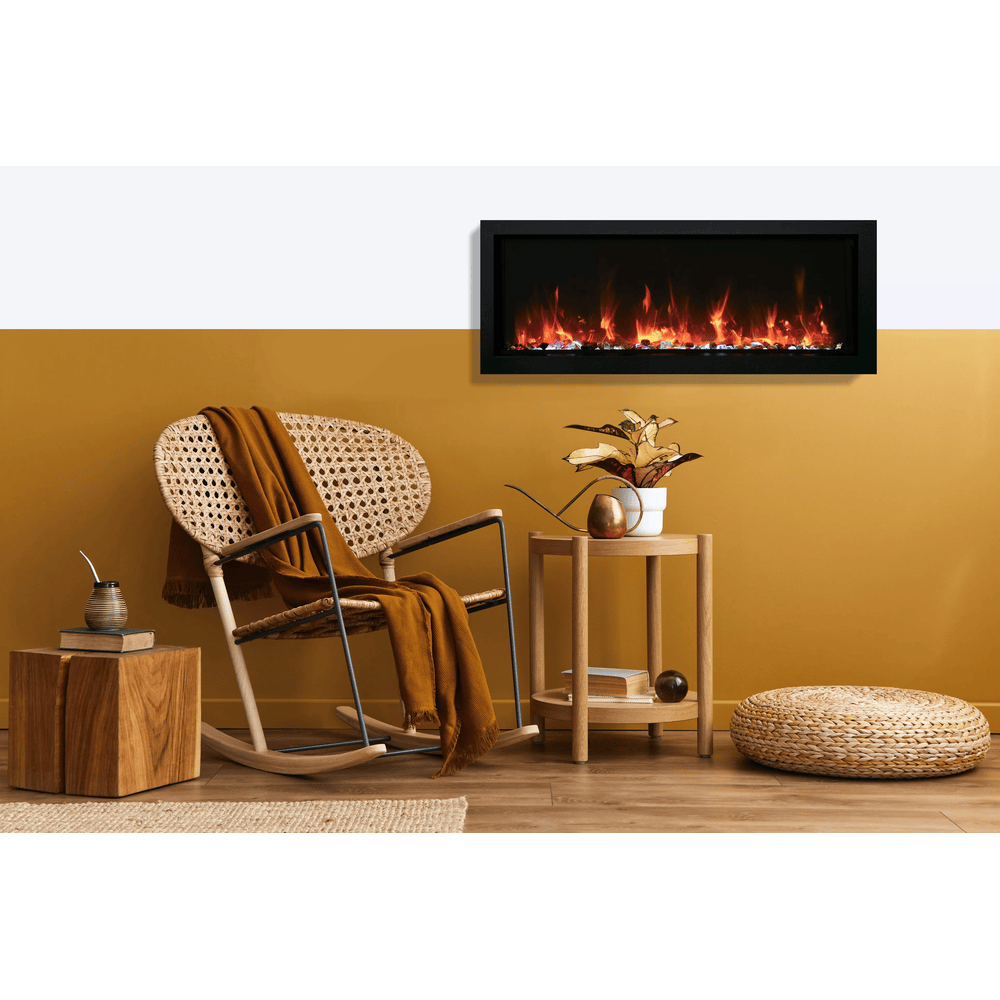 Amantii 40 Inch Panorama Extra Slim Full View Indoor/Outdoor Smart Electric Fireplace Attached