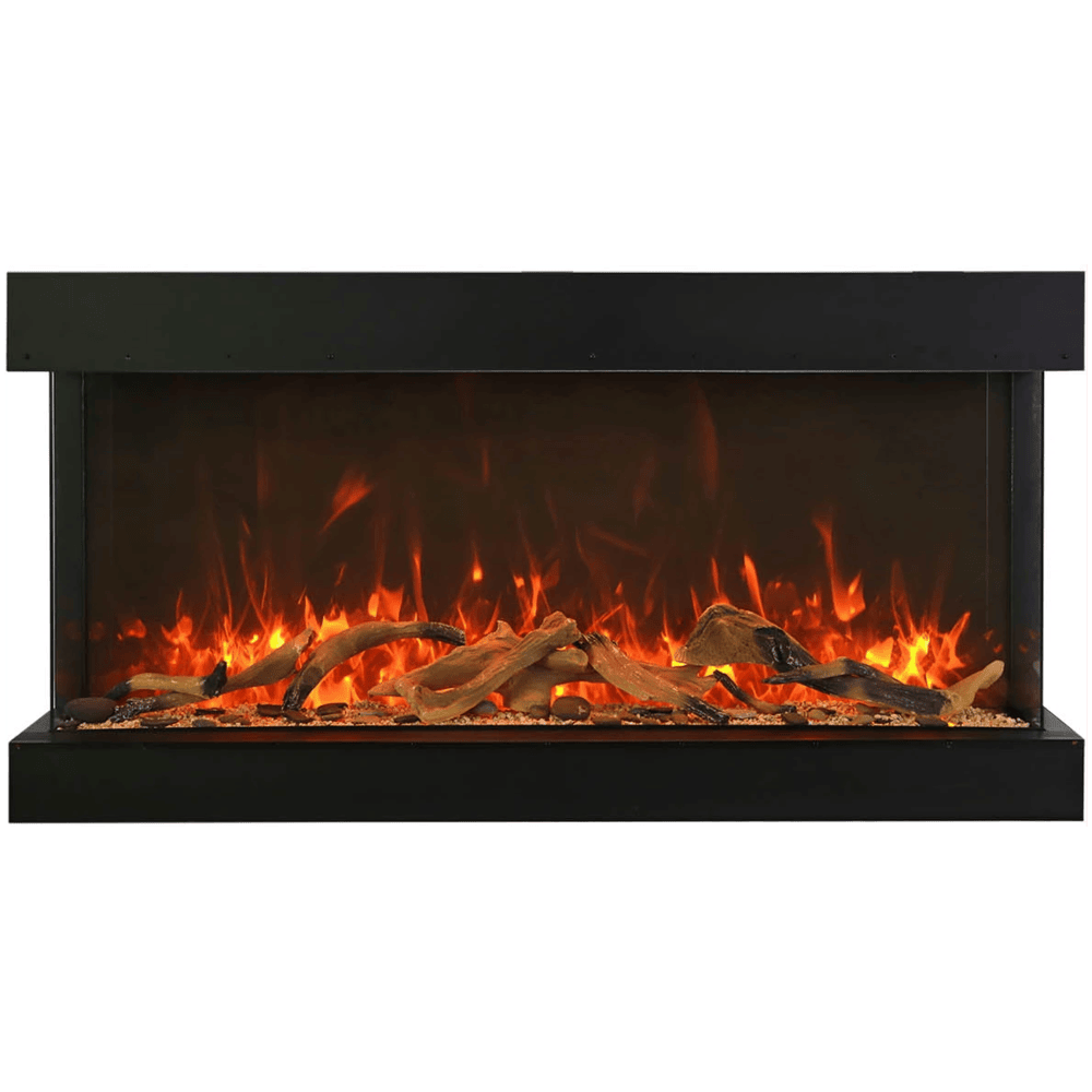 Amantii 40 Inch Tru View Extra Tall XL Indoor/Outdoor Smart Electric Fireplace Front View w/ Log Set