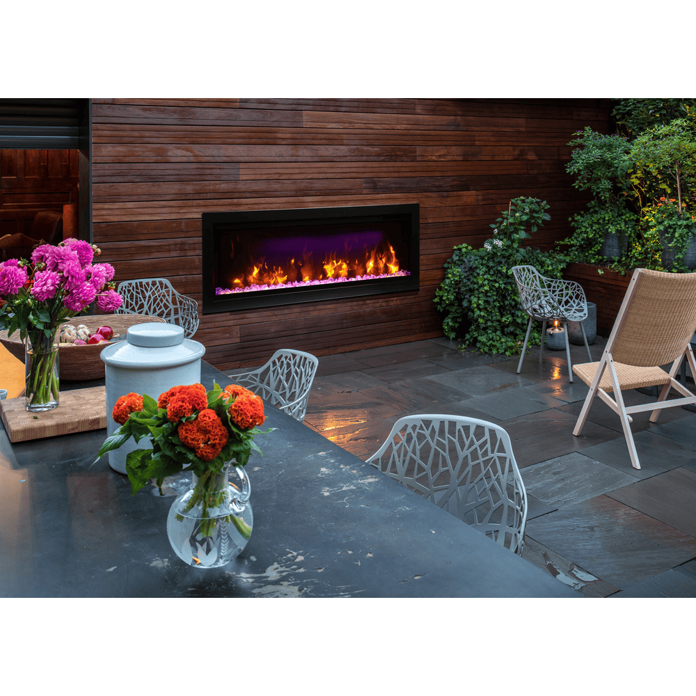 Amantii 42 Inch Symmetry Lumina Indoor/Outdoor Built-In Smart Electric Fireplace Attached