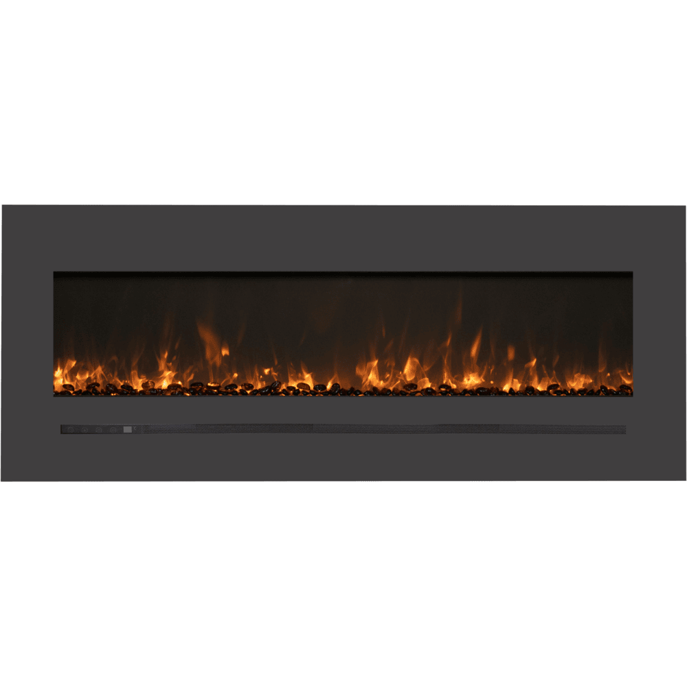 Amantii 48 Inch Linear Wall Mount/Flush Mount Electric Fireplace with Steel Surround and Glass Media Orange Flame