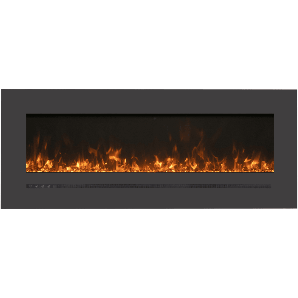 Amantii 48 Inch Linear Wall Mount/Flush Mount Electric Fireplace with Steel Surround and Glass Media Glass Orange
