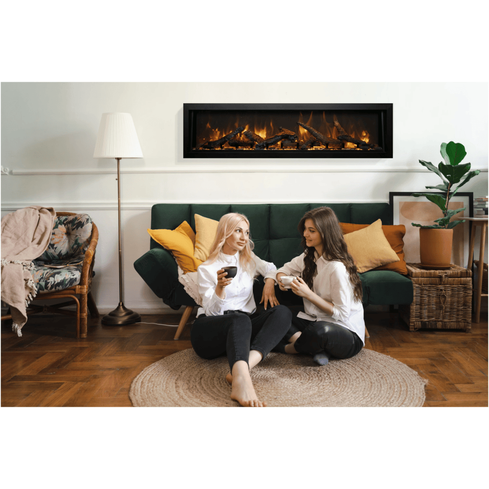 Amantii 50 Inch Panorama Deep Extra Tall Lumina Indoor/Outdoor Smart Electric Fireplace Attached