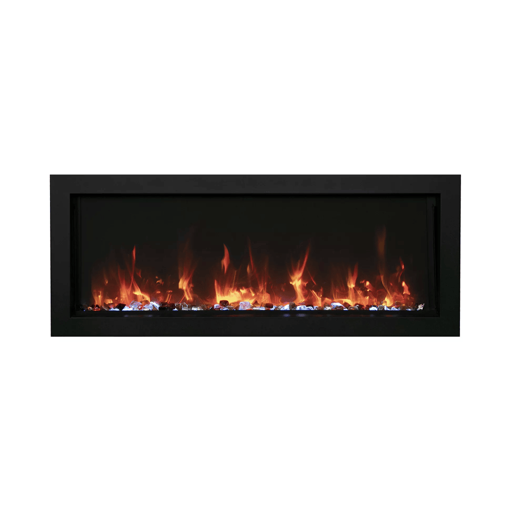 Amantii 50 Inch Panorama Slim Full View Indoor/Outdoor Smart Electric Fireplace w/ Trim