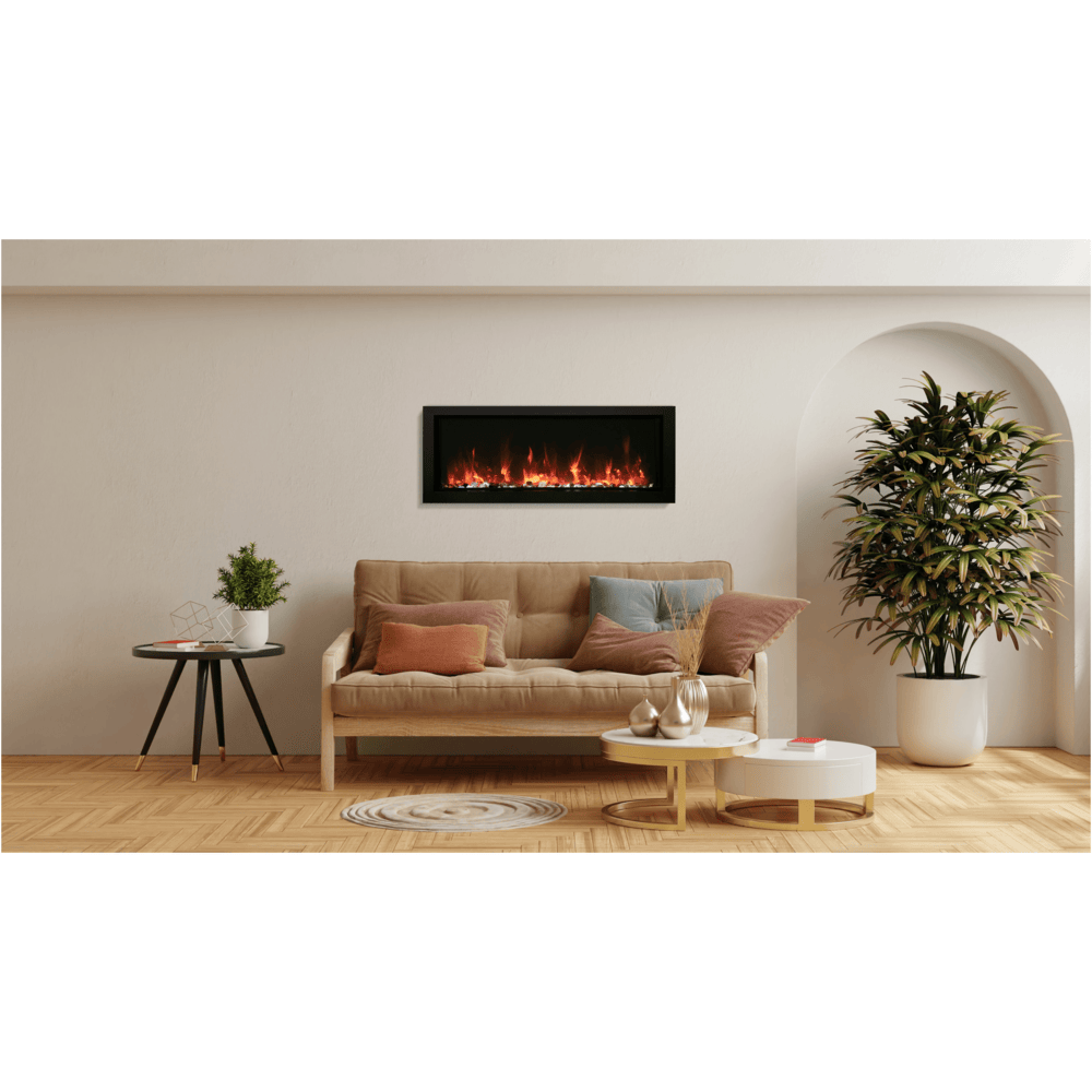 Amantii 50 Inch Panorama Slim Full View Indoor/Outdoor Smart Electric Fireplace Attached
