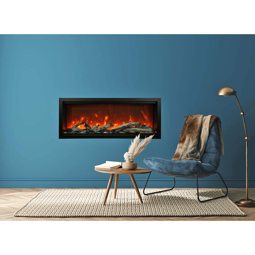 Amantii 50 Inch Symmetry Bespoke Extra Tall Indoor/Outdoor Built-In Electric Fireplace Attached