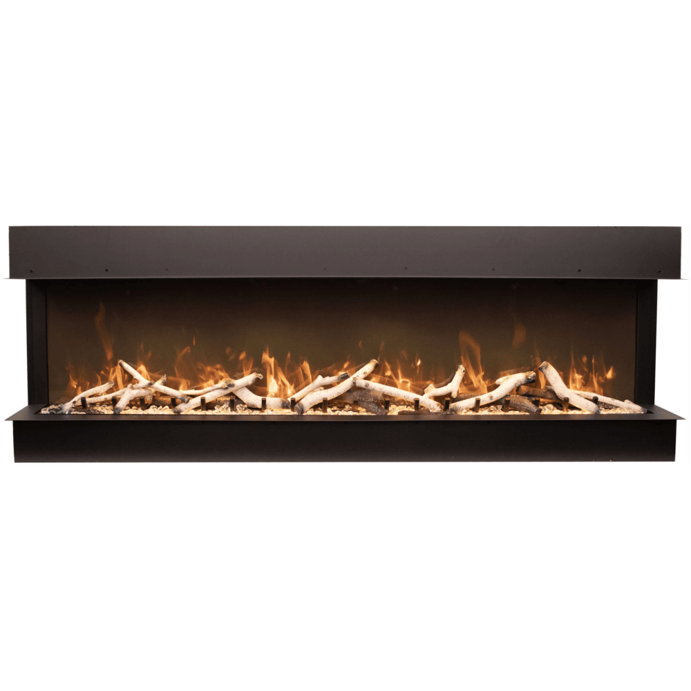 Amantii 50 Inch TruView Slim Lumina Indoor/Outdoor 3 Sided Smart Electric Fireplace Log Set