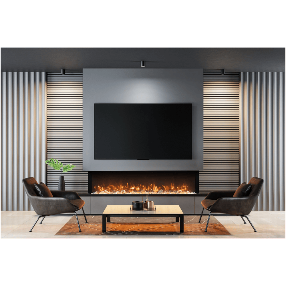 Amantii 50 Inch TruView Slim Lumina Indoor/Outdoor 3 Sided Smart Electric Fireplace Attached