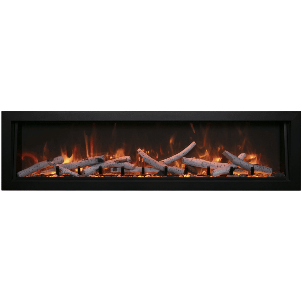 Amantii 60 Inch Panorama Deep Extra Tall Full View Indoor/Outdoor Smart Electric Fireplace Birch Log Set