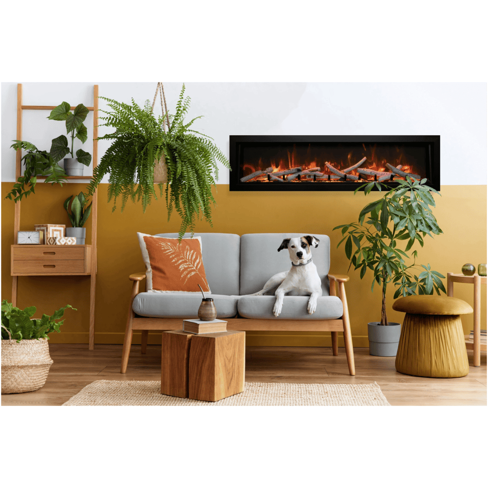 Amantii 60 Inch Panorama Deep Extra Tall Full View Indoor/Outdoor Smart Electric Fireplace Attached