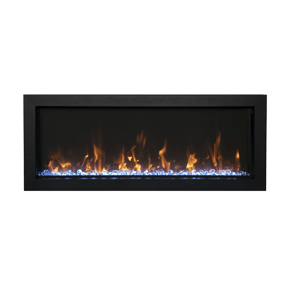 Amantii 60 Inch Panorama Extra Slim Full View Indoor/Outdoor Smart Electric Fireplace w/ Trim