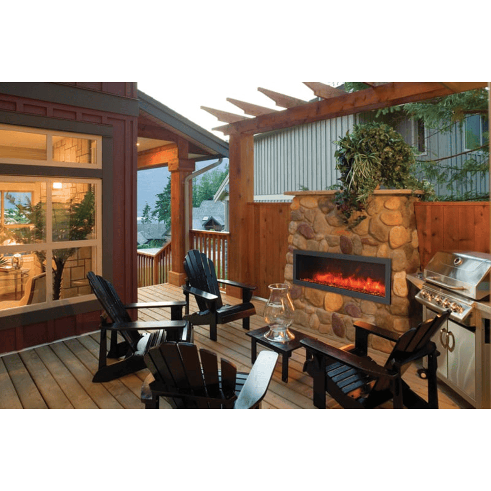 Amantii 60 Inch Panorama Slim Full View Indoor/Outdoor Smart Electric Fireplace Attached